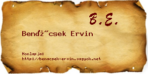 Benácsek Ervin névjegykártya