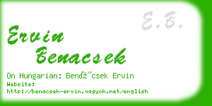 ervin benacsek business card